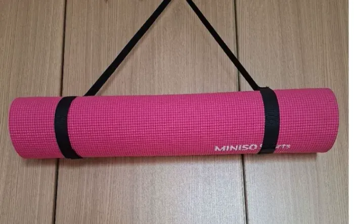 tapete esportivo pilates ioga rosa com alça