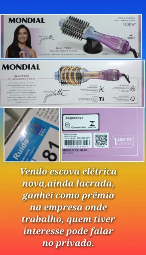 Escova elétrica alisadora,nova lacrada.