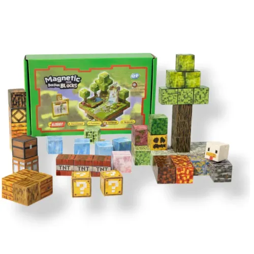 Kit Mincecraft 80 + 1 Blocos de Construção Magnéticos: Crie Seu Mundo