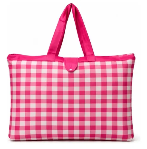 Porta Travesseiro Xadrez Pink Duplo Com Alça
