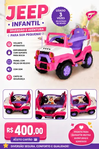 Mini Veículo Passeio e Pedal Infantil Rosa