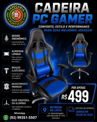 <br>Cadeira Pc Gamer Profissional Premium Ergonomica Couro<br>