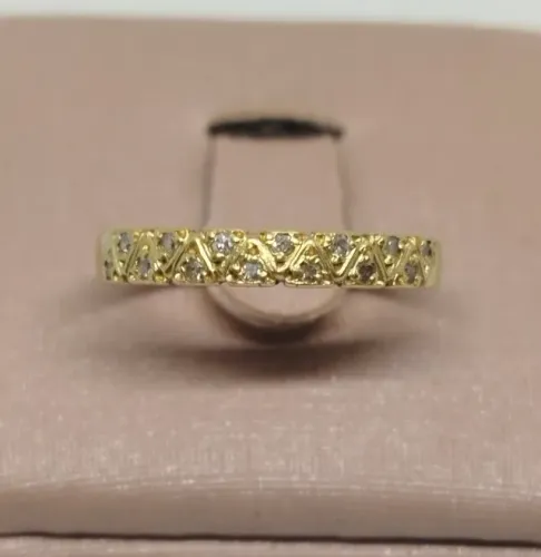 Anel ouro 18k e brilhantes - aro 13,5