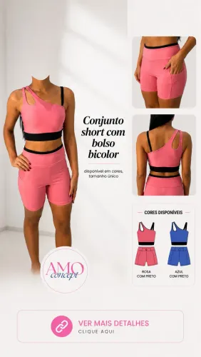 Conjunto short com bolso bicolor