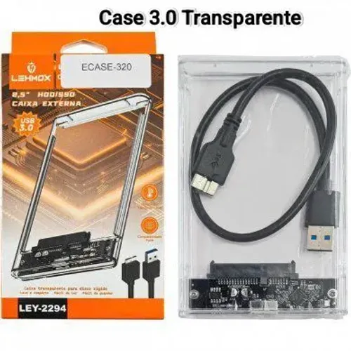 Case Transparente Sata USB 3.0 para SSD HD de notebook Novo