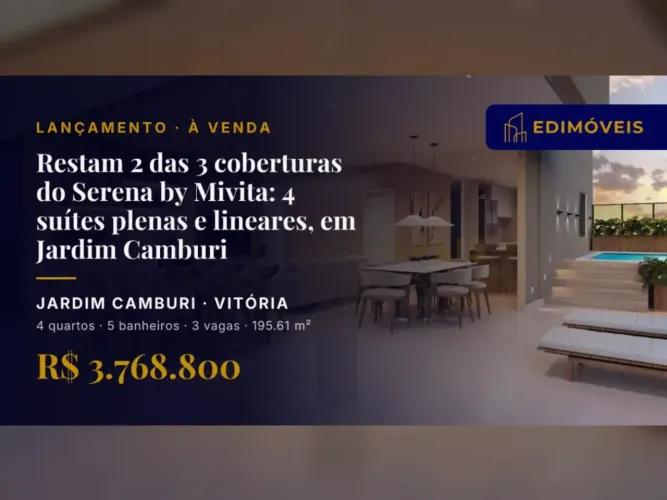 Venha viver o melhor de Jardim Camburi: cobertura com 4 suítes e terraço privativo!