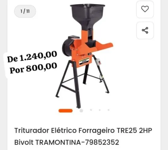Triturador Elétrico Tramontina TRE25 Motor 2HP Bivolt