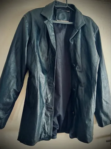Casaco estilo blazer Feminino de couro Legítimo cor Preto Tamanho G