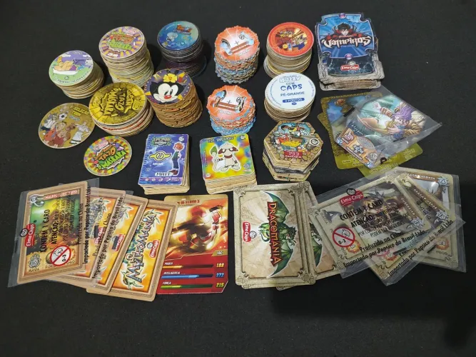 Tazos e cards diversas coleçoes Elma chips (a partir de 5 reais)