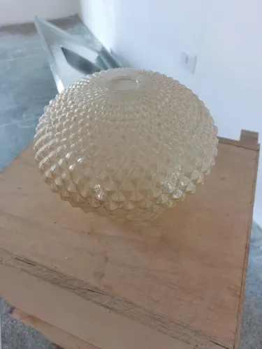 Antigo Globo de Vidro Bico de Jaca Âmbar - Cúpula para Lustre / Plafon
