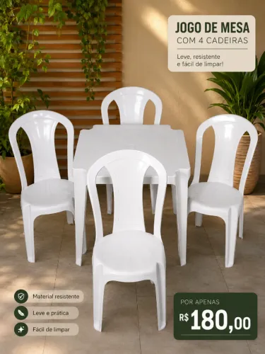 Jogo de Mesa com cadeira de plastico