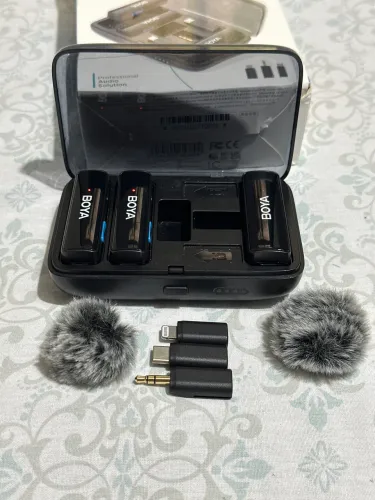 Microfone de lapela Boya Link duplo com case