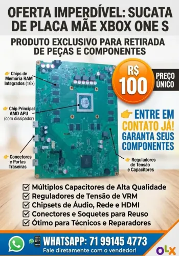 Placa Mãe Xbox One S Sucata / Para Retirar Peças e Componentes