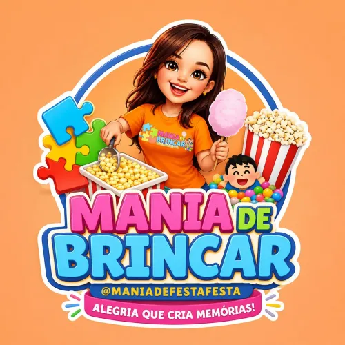 Pipoca colorida, pirulito de chocolate, algodão doce no copo e aluguel de brinquedos 