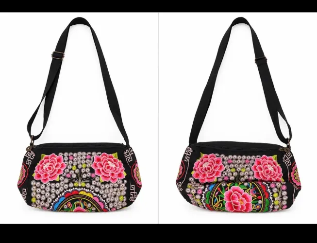 Bolsa bordada a linha