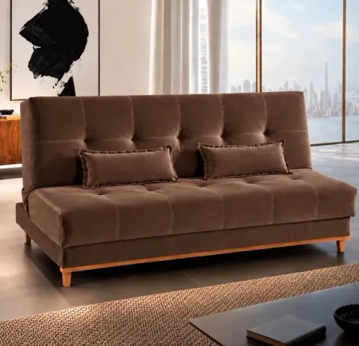 Sofá-Cama Confort Versátil 1,88 m Veludo Marrom