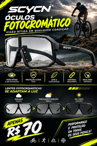 Óculos Fotocromático Scvcn bike e corrida
