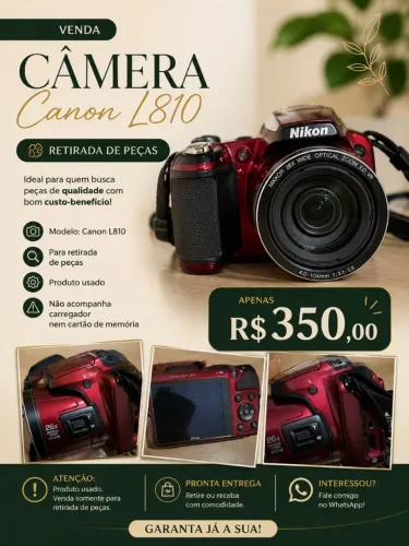 Câmera fotográfica nikon L810 pra retirada de peças 