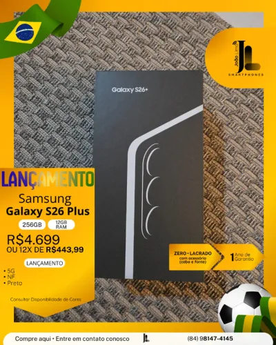 GALAXY S26 PLUS, 5G, 256GB, 12GB RAM, LACRADO, LANÇAMENTO, EXCLUSIVO!