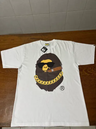 bape boss smoking ape head tee - white