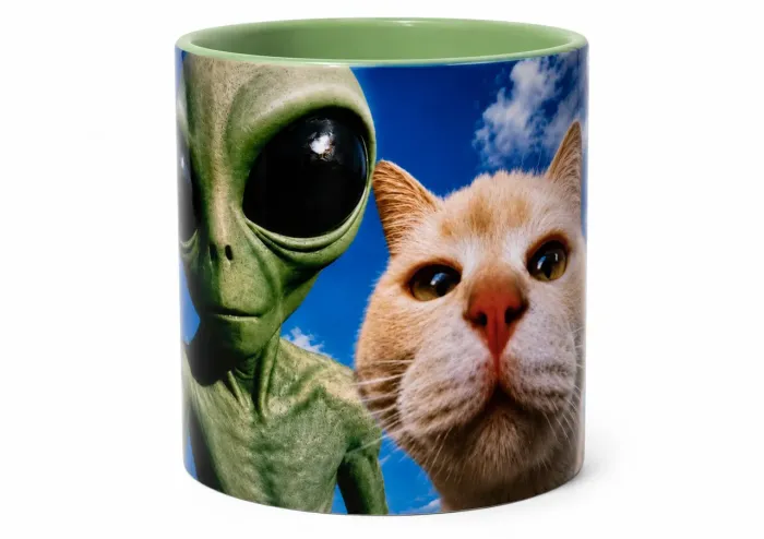 Caneca alien ET e Gato 325ml