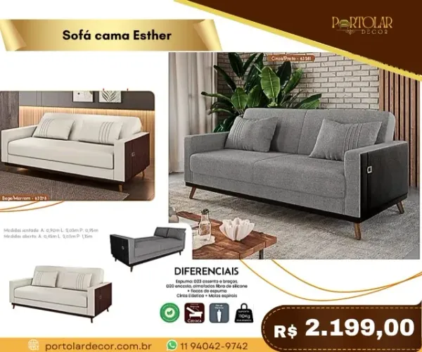 Sofá cama Esther a pronta entrega