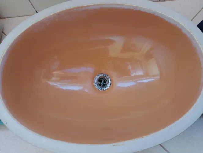 Cuba de embutir oval Celite caramelo..