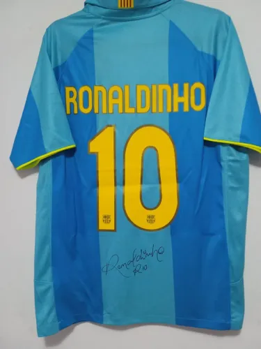 Camisa Barcelona 2007/2008 Edição Especial Camp Nou #10 Ronaldinho Autografada Certificada
