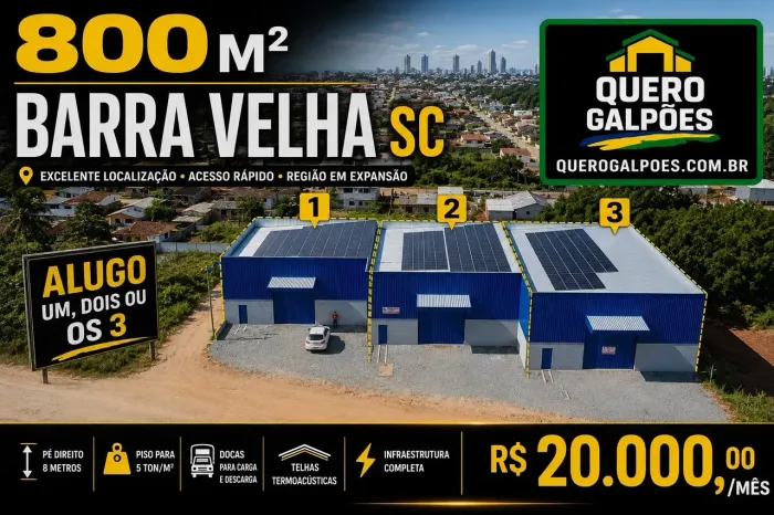 Galpões de 800 m2 Barra Velha , Bairro Itajuba