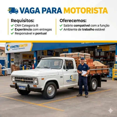 Motorista Categoria B - horario comercial 
