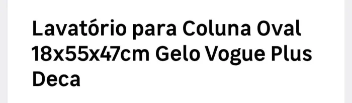 Lavatório grande 18x55x47  para coluna década Usada Guaratingueta