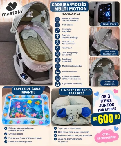 BERÇO MOISES QUE VIRA CADEIIRNHA , ASSENTO PRA BEBE E TAPETE DE ATIVIDADES