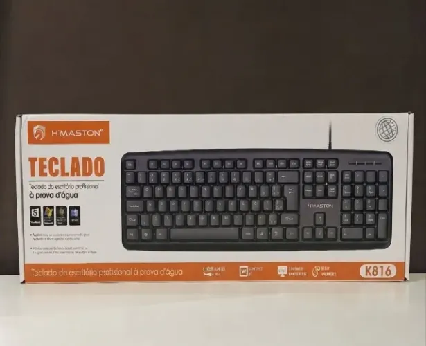 TECLADO COM FIO PROFISSIONAL À PROVA D'ÁGUA HMASTON K816 - FAÇO ENTREGA