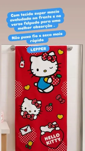 Toalha de banho aveludada infantil HELLO KITTY