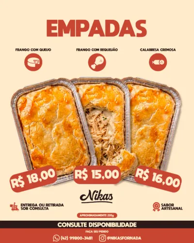 Empadas Artesanais - Sabores Variados - Encomendas