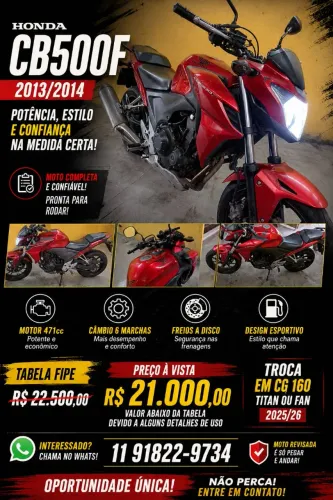 Honda CB 500 F vermelha 2014