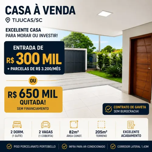 R$ 300 MIL DE ENTRADA + PARCELAS DE R$ 3.200