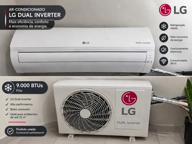 Ar Condicionado LG 9000 BTUs Dual Inverter - Frio - Seminovo - Anápolis GO