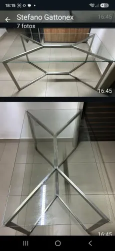 Mesa de designe com tampo de vidro