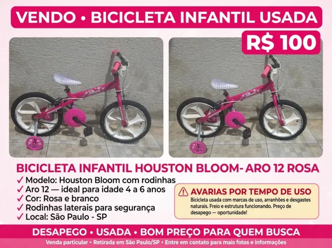 BICICLETA INFANTIL HOUSTON BLOOM ARO 12