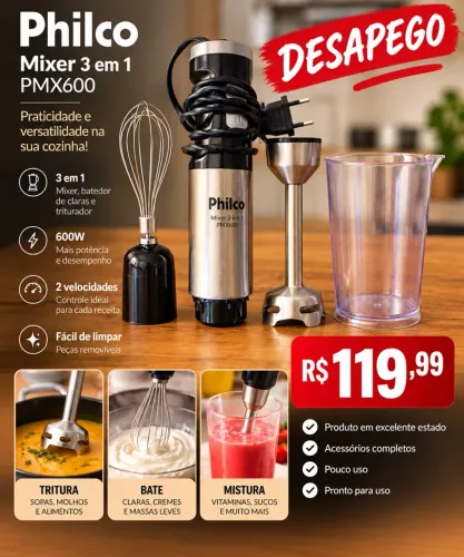 Mixer Philco 3 em 1 PMX600 600W | Pouco uso | Completo