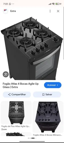 Vendo fogão Atlas Agile 4 bocas preto muito conservado