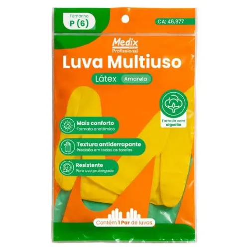 Luva Látex Multiuso Medix - Tamanhos P, M, G