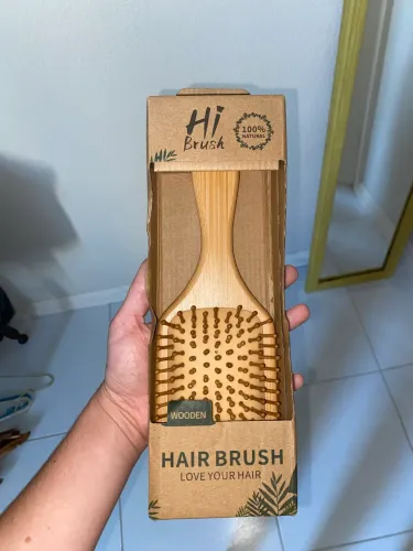 Escova de Cabelo de Madeira Hi Brush - Pinos de Madeira - Nova