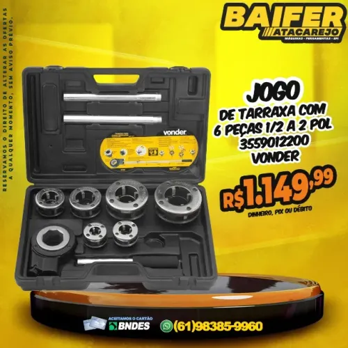 Jogo de Tarraxa Com 6 Peças 1/2 a 2 Pol 3559012200 Vonder