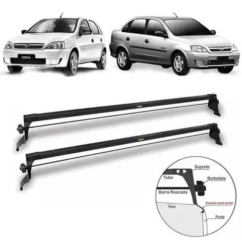 Rack Teto Chevrolet Corsa 2002 à 2012 Novo - Preto Material Aço - VP 969