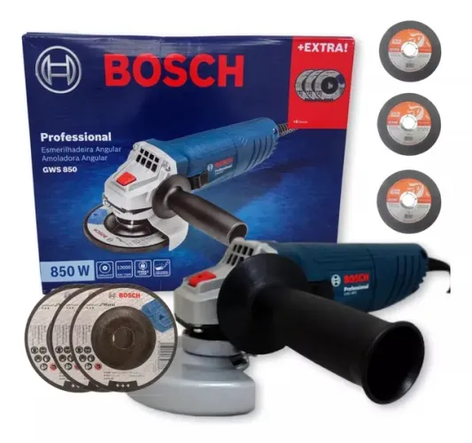 Esmerilhadeira Com 3 Discos Desbaste 850w Bosch