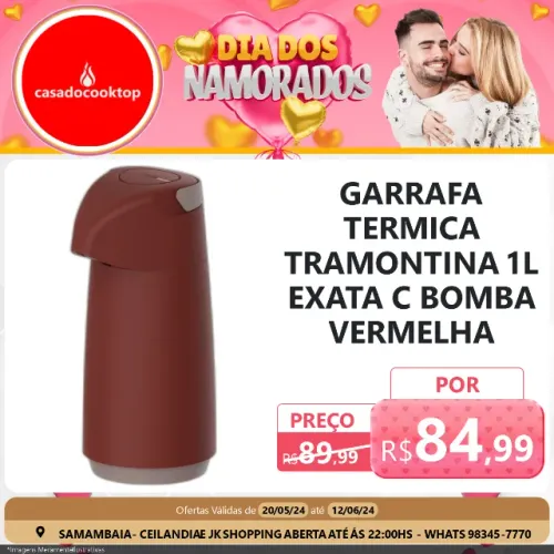 Garrafa termica tramontina 1l exata c/ bomba vermelha
