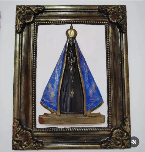 Quadro decorativo Imagem Nossa Senhora Aparecida em gesso 3d