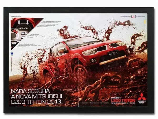 Mitsubishi L200 Triton - Quadro decorativo com propaganda original de revista
